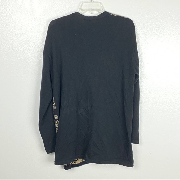 J. JILL Black Gold Floral One Button Longline Cardigan, Size Large - Picture 2 of 9